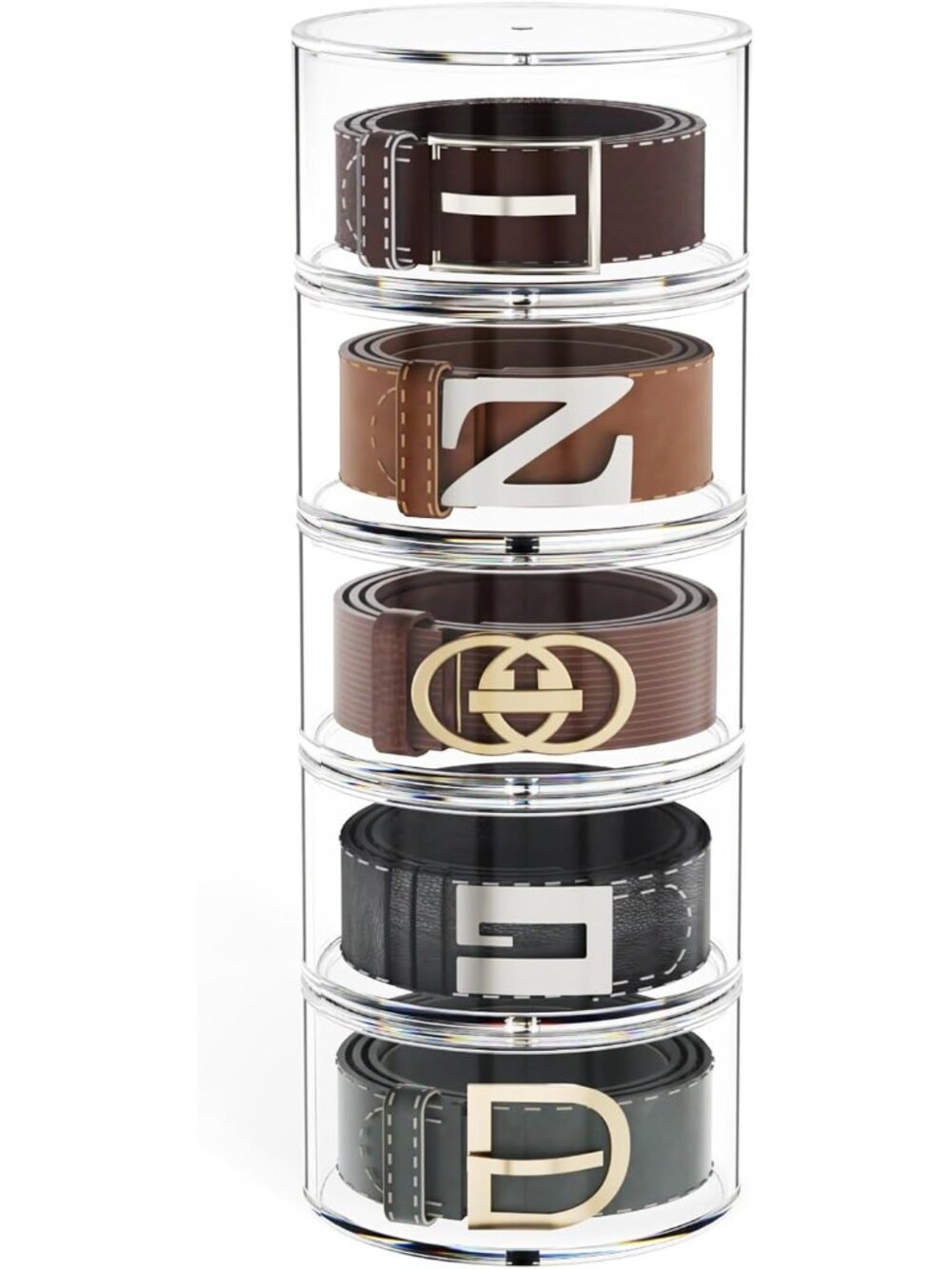 Acrylic Belt Storage Organizers For Closet 5-Layer Clear Belt Holder